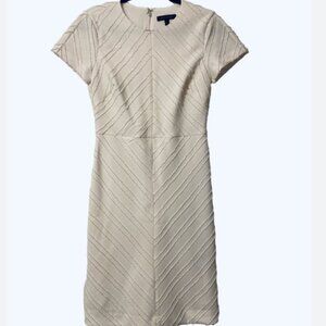 Banana Republic Ivory Textured Short-Sleeve Midi Dress Size 8